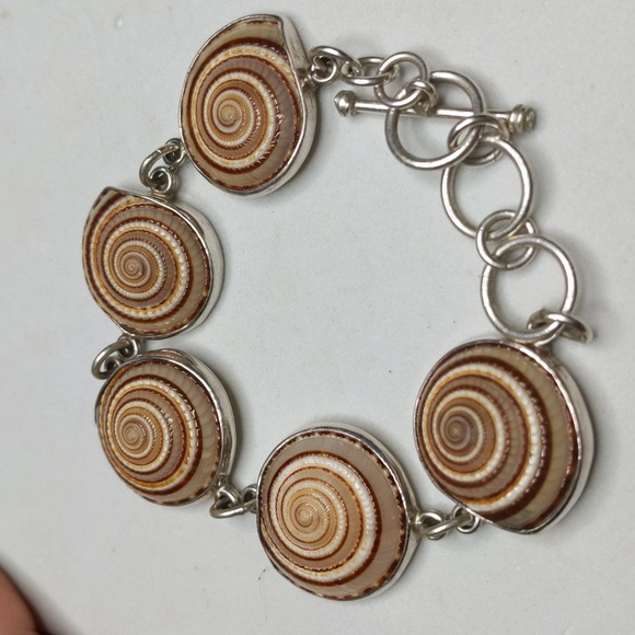 Bracelet toggle clasp adjustable seashell sterling silver 925 vintage adjustable - Picture 2 of 6